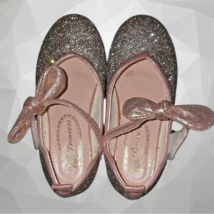 Sparkly Pink Young Girl's Kids Dress Shoes Embellished Barbie Princess